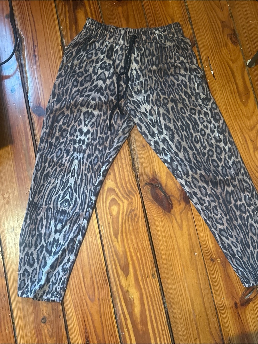 Zara Basic Leopard-Effect Joggers in Taupe and Black